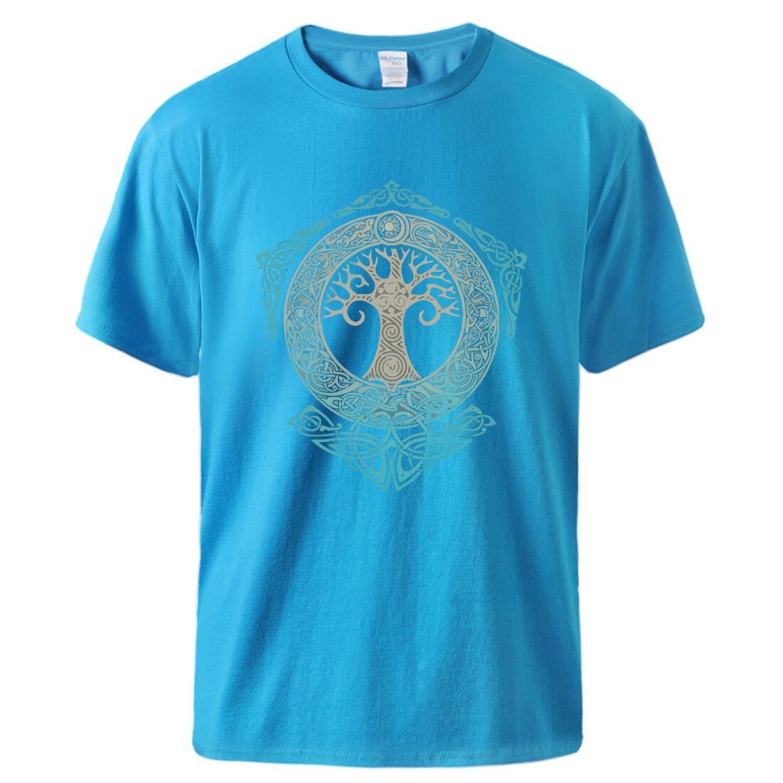 Vikings T-shirts for Man Yggdrasil Norse Mythology Summer Cotton T shirts Tee Male Casual Short Sleeve Crewneck Streetwear Tee