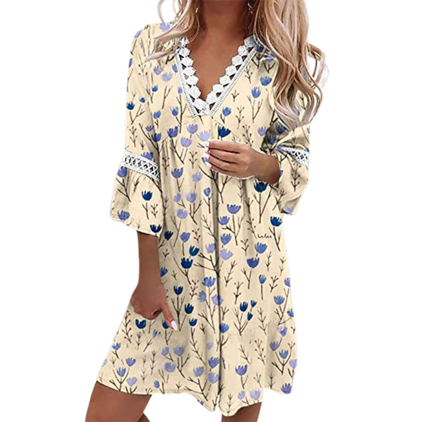 ni Dress Positioning Floral Print Flower Pattern Above Knee Dress