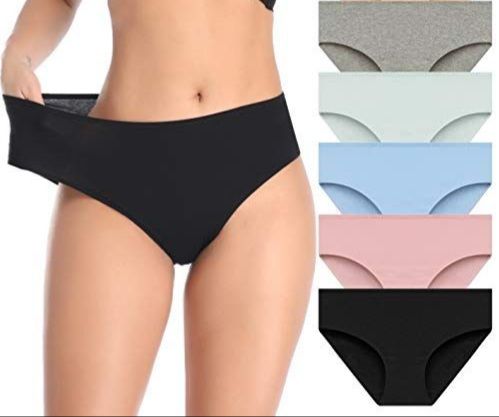 (Underwear Bikini Pant=5 Piece) Cotton Soft Bikini Panties Breathable Stretchy Hipster for Ladies.