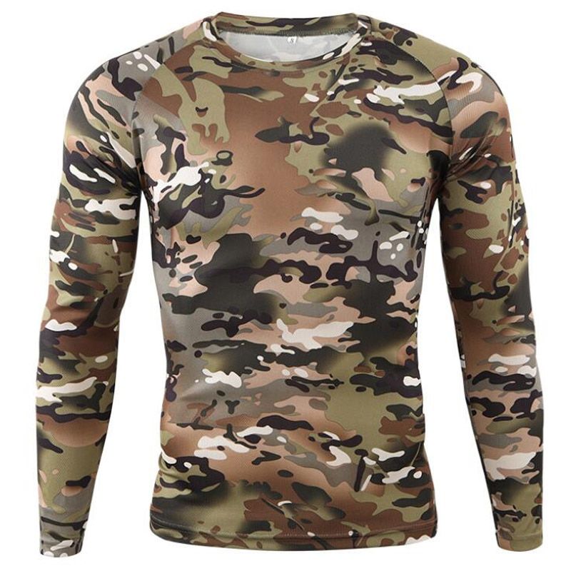 Quick Drying Long Sleeve T-shirt Men Autumn Outdoor Bike Running Fitness Mountaineering Bicycle Round Neck  T Shirts