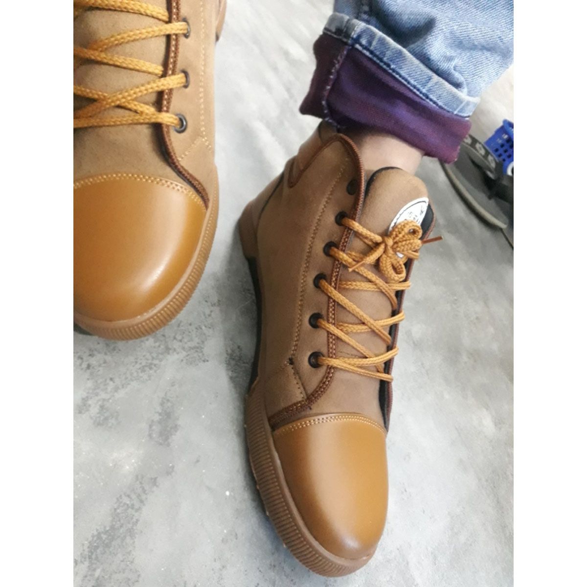 Boot sneakers lace up kb supaoar leather material rubber sool neck up design