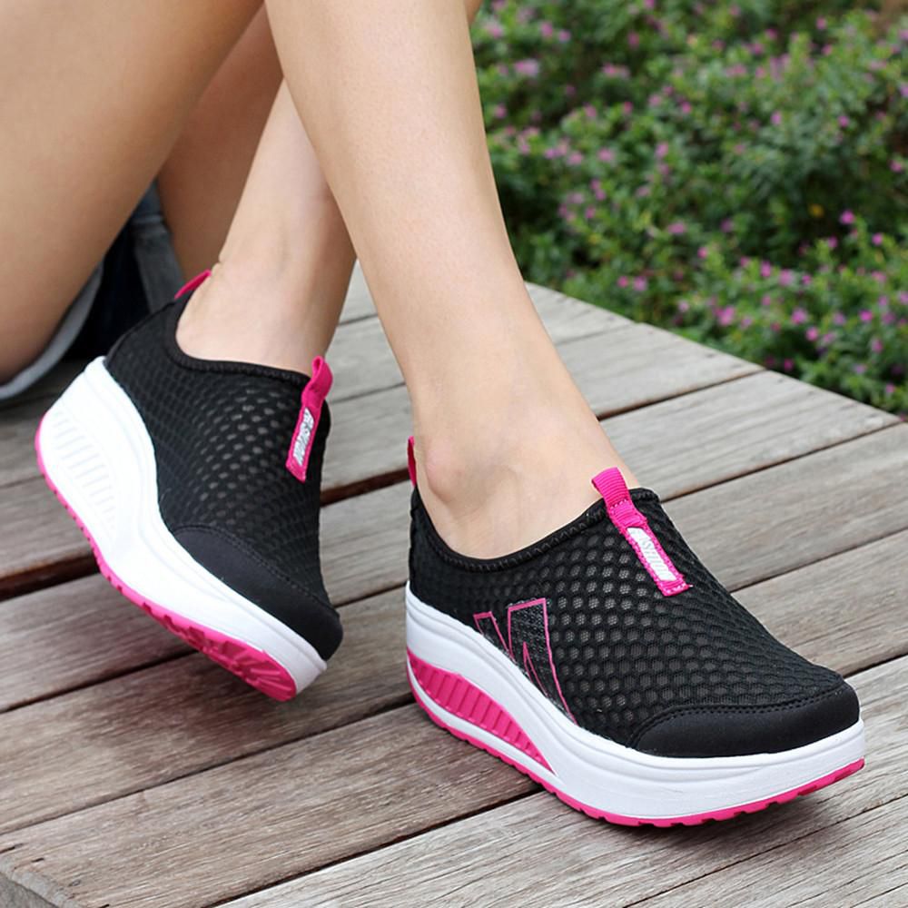 shoes women running shoes womenFashion Women Platform Shoes Women Loafers  Air Mesh Swing Wedges Shoe