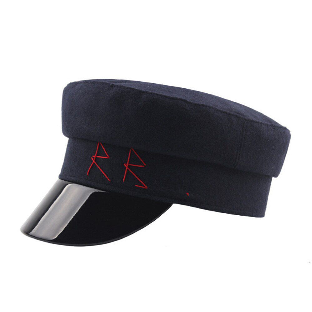 Fashion Cotton Military Autumn Winter Wool Sailor Hat For Women Men Black Flat Top Female Travel Cadet Hat Cap #YJ