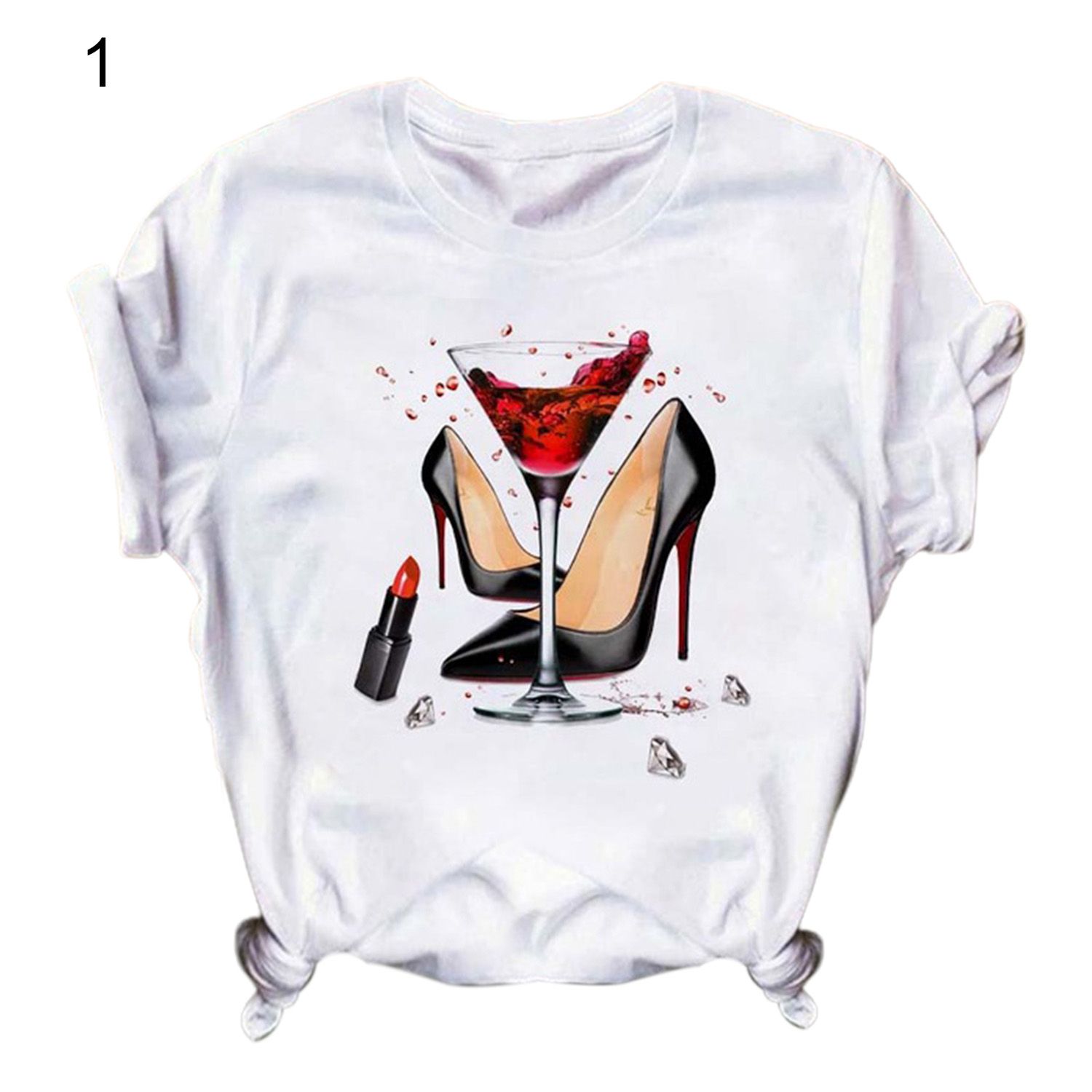 Women Shirt Clear Printed Simple Glasses Print Pullover Blouse