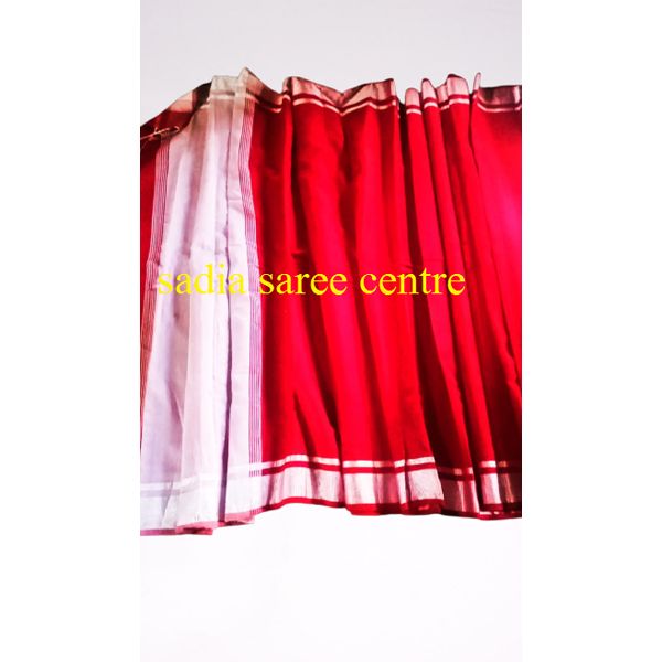 high quality dhupian silk saree(kati pair) with silver color border by jaquard weaving.