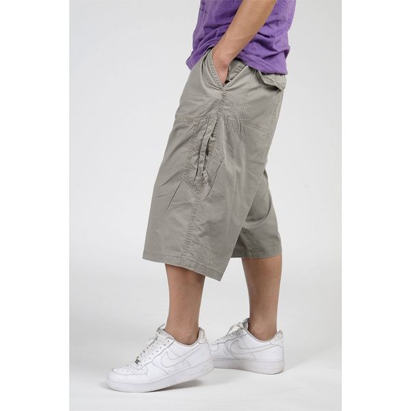 military style summer men baggy cargo cotton knee length pant casual trouser male large loose big size khaki xxl 3xl