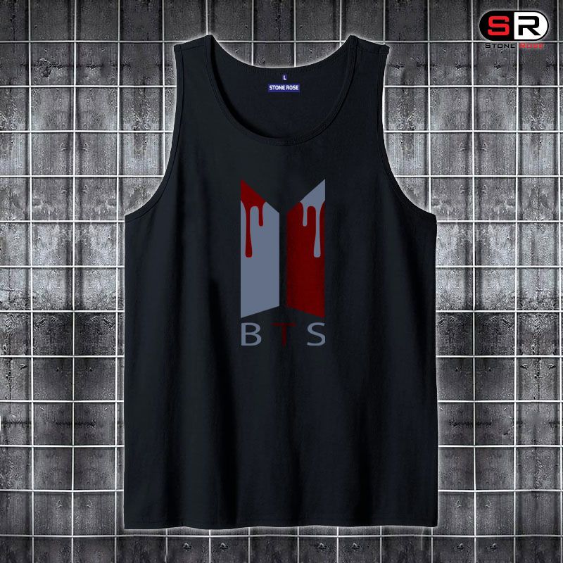 BTS Multicolor Logo Tank Top For Men's By Stone Rose - 16841T