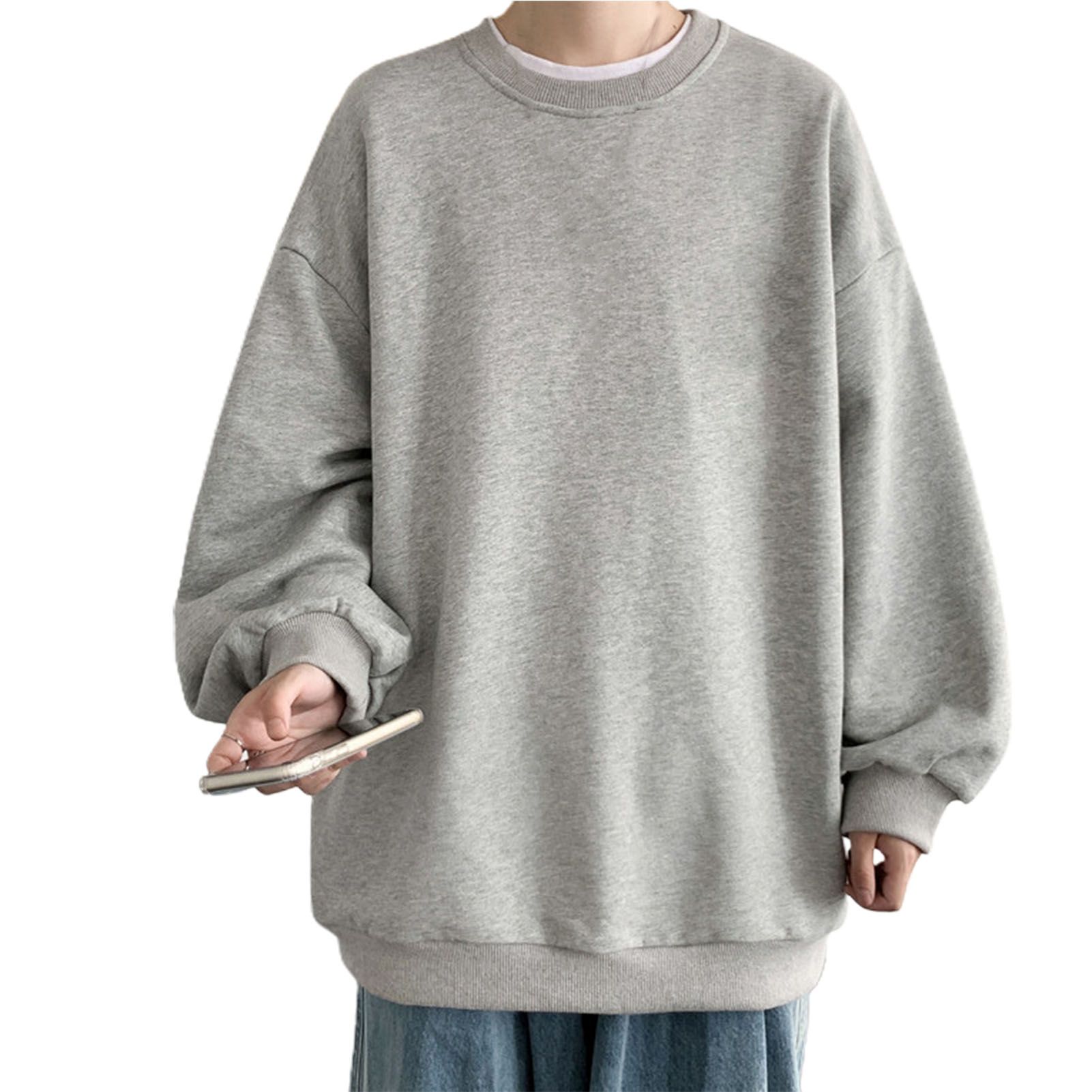 Autumn Sweatshirt Solid Color Energetic Men Top