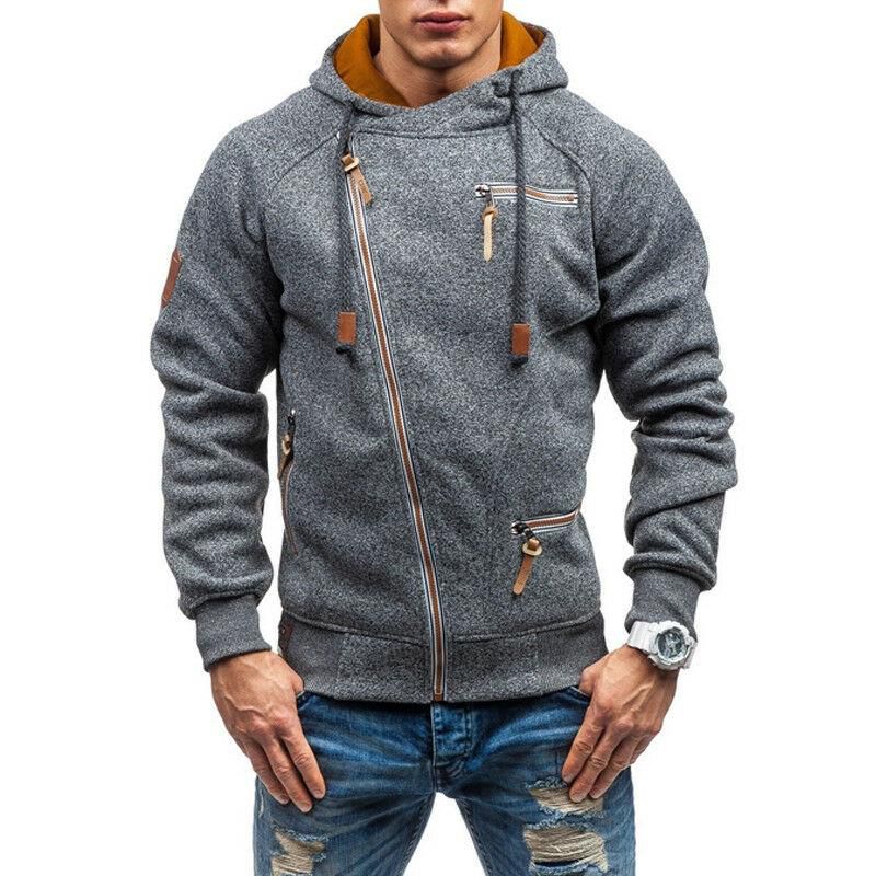 Mens Fashion Casual Side Zip Up Hooded Sweatshirts Hoodies Jackets Outwear Coats