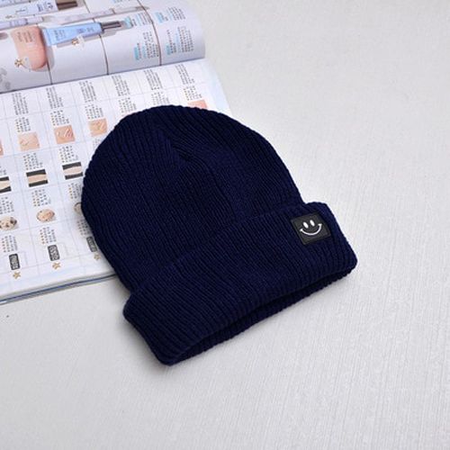 1 Pcs Korean Square Smiling Face wool Knitted Caps  Women Men Skullcap Autumn Winter Brand Skullies Beanies Baggy Melon Cap