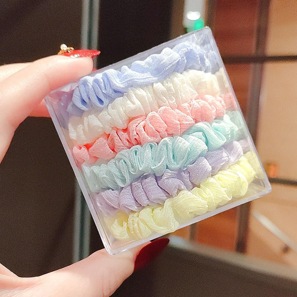Cute hair band hair tie 6 pcs in a transparent box