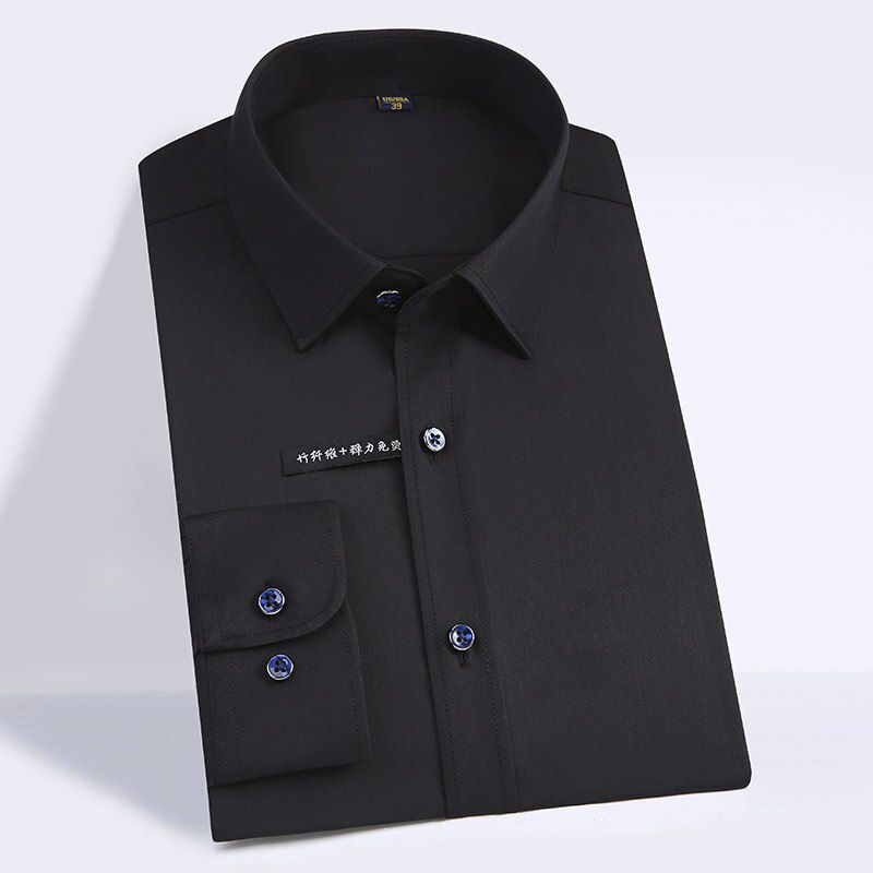 Men's Long Sleeve Shirts High Quality Solid Business Non-iron Shirts Comfortable Bamboo Fiber Clothing New Fashion Designer