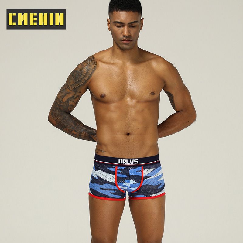 CMENIN 1pcs ORLVS (1 Pieces) Ins Style Men Underwear Boxershorts LOGO Print Mens Underpants Boxers Cotton Pouch Male Trunks OR191