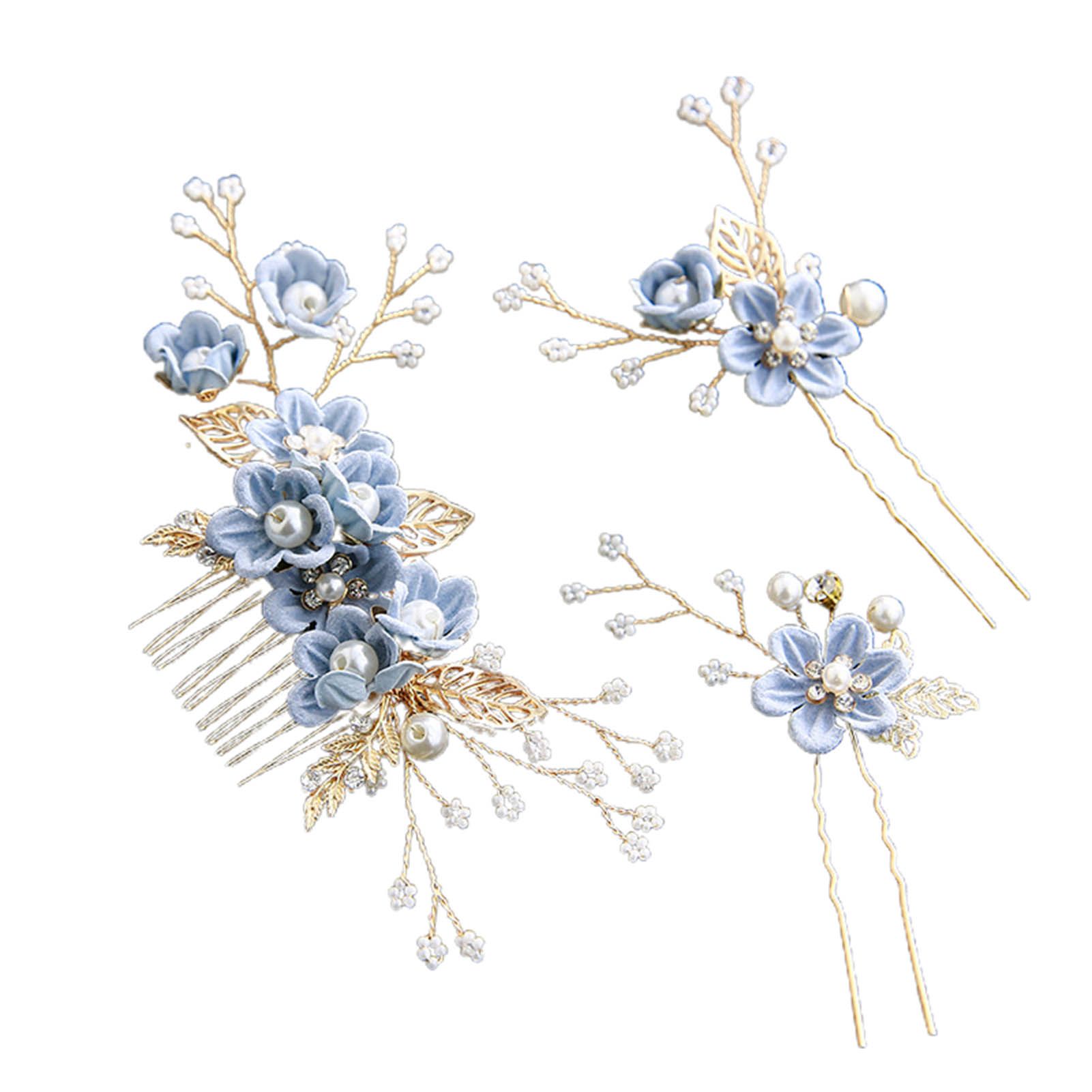 Hair Bun Sticks Sle Flower Leaves Decor Women Hair Combs