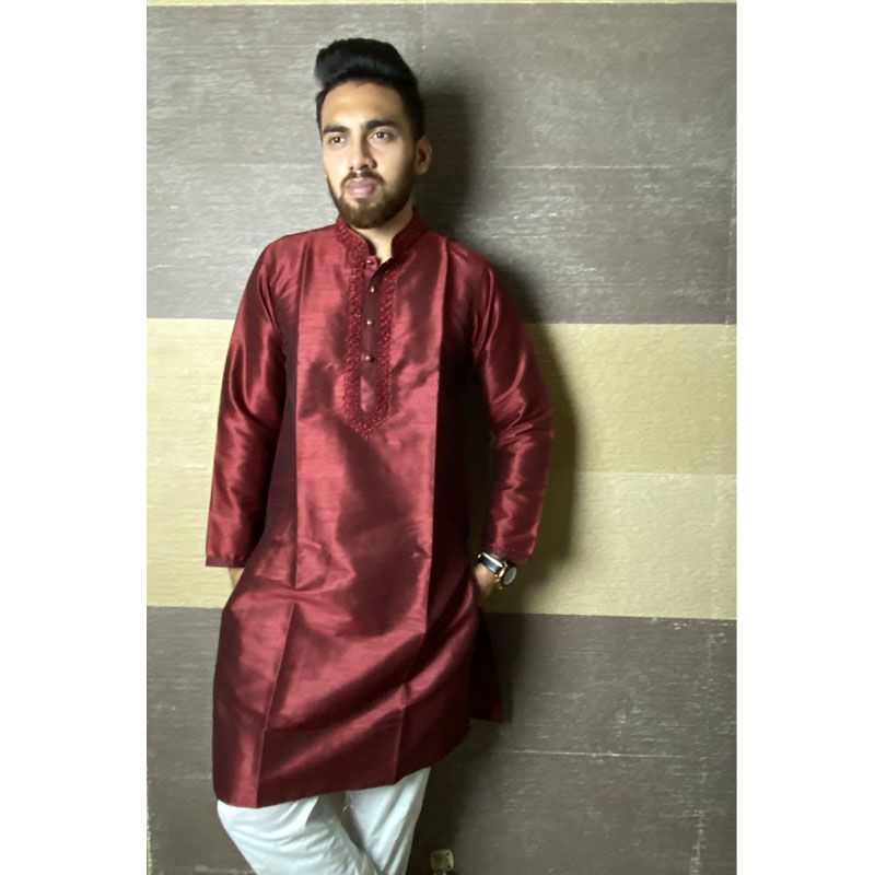 Casual Semi Long Men's Exclusive Panjabi - Red