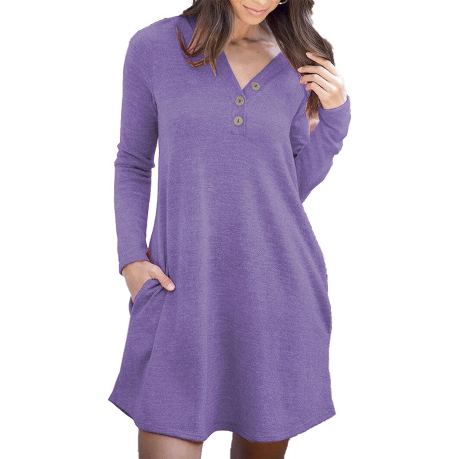 Women Dress Long Sleeve Loose-fitting All Matchni Dress
