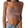 y Women Solid Color Spaghetti Straps Slim Camisole Crop Top Bottoming Blouse