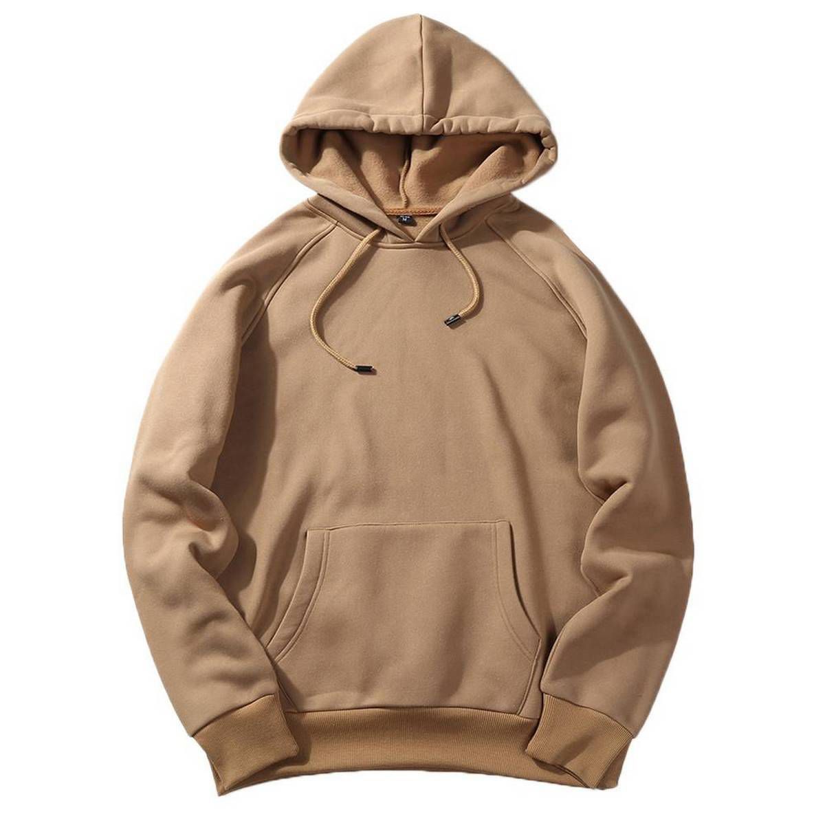 Men's Autumn Casual Solid Hip  Loose Fit Fleece Long Sleeve Hoodie Top Blouse