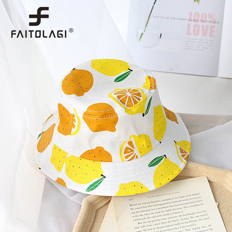 Summer Baby Bucket Hat Fruit Printed Kids Girl Boy Beach Sun Hat Breathable Soft Cotton Children Toddler Panama Cap