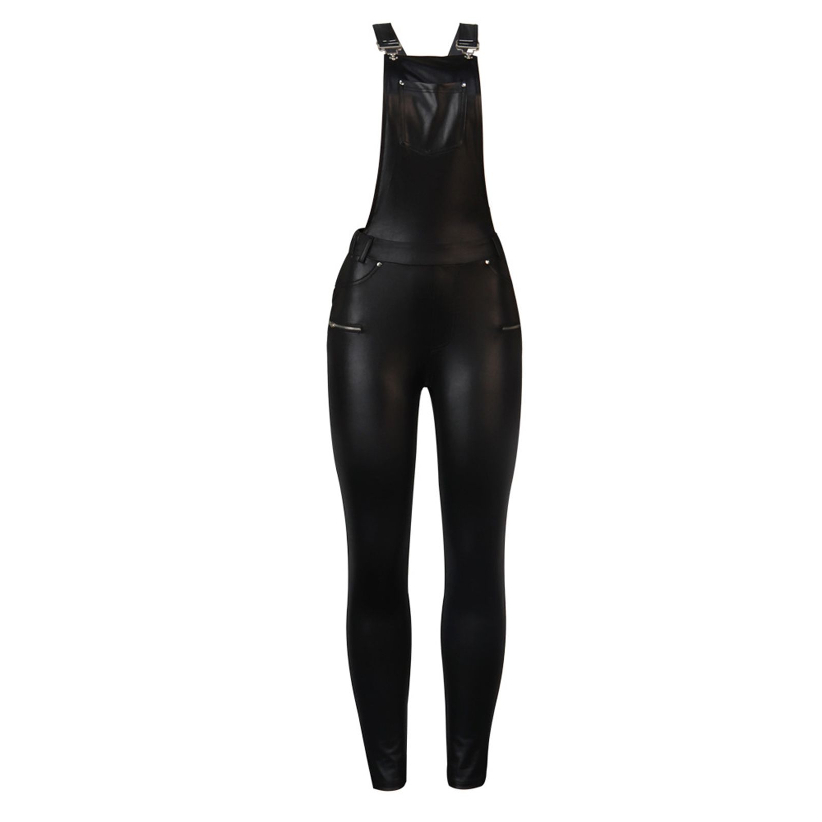 Women Jumpsuit Full Length Sleeveless Zipper Sling Jumpsuit