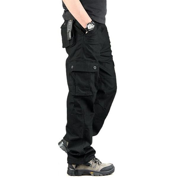 Men's Cargo Pants Casual Mens Pant Multi Pocket Overall Men Outdoors Long Trousers 30-44 Plus size (Khaki) - intl