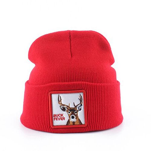 Animal For Ladies Cartoon Deer Embroidery Winter Hats Warm Knitted Hat gorra Hip hop Beanie Ski Cap