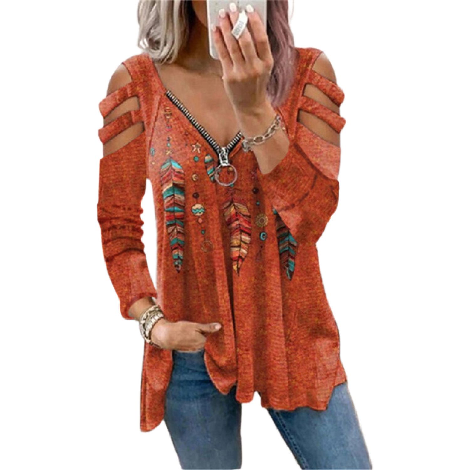 Lady Shirt All Match Colorful Zipper Fly Pullover Women Shirt