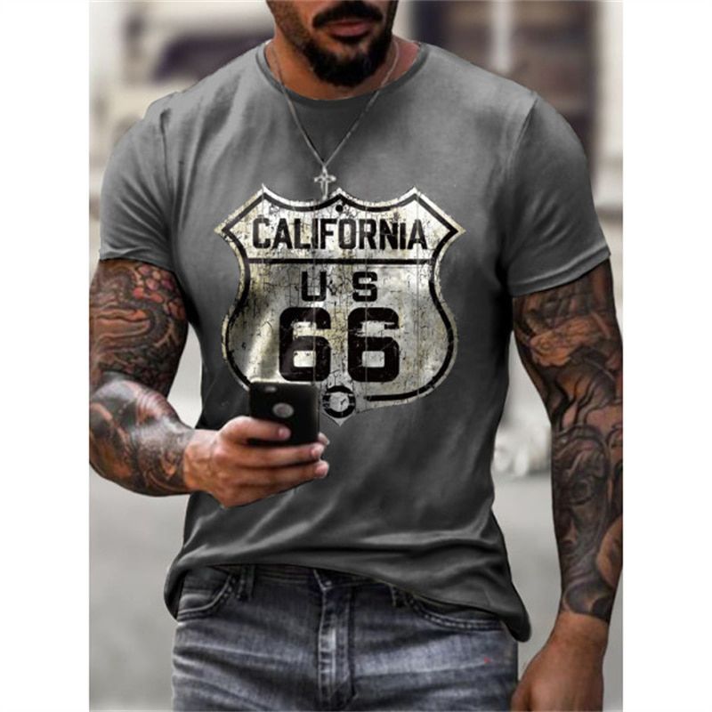 3D Triumph Motorcycle Print T-shirt Oversize Tshirt Uni Round Neck Summer Men's Clothing Short Sleeves Cool Male Tops Tees