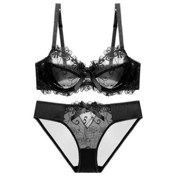 ultra-thin underwear bra lace transparent breathable large size non-sponge bra suit