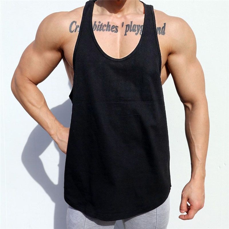 Summer Brand Clothing Fitness Mens TaTops Breathable Mesh Bodybuilding Stringer Tanktop Muscle Singlets Sleeveless Vest