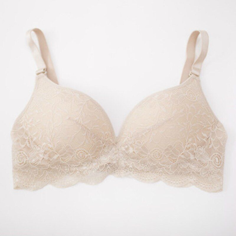 Natural Silk Wire Free  Bra Comfort Soft Exterior Lace Design Underwear Women Thin Breathable Cup Solid Color Soutien Gorge