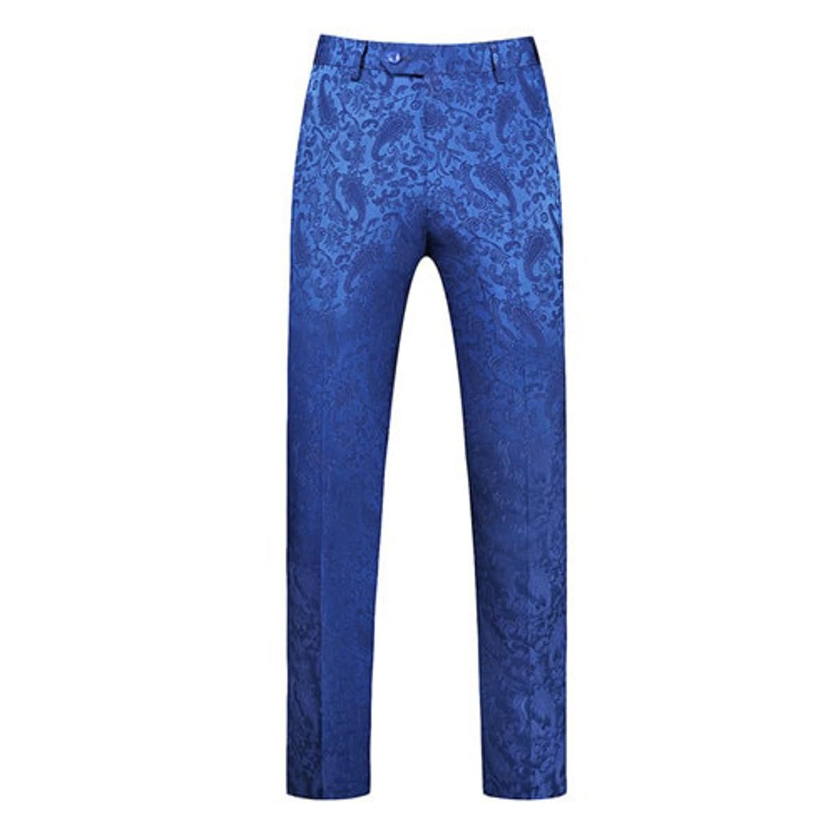 Fashion  Mens Jacquard Suit Pants Black/White/Blue Classic Luxury Business Wedding Banquet Dress Trousers Size 6XL-S