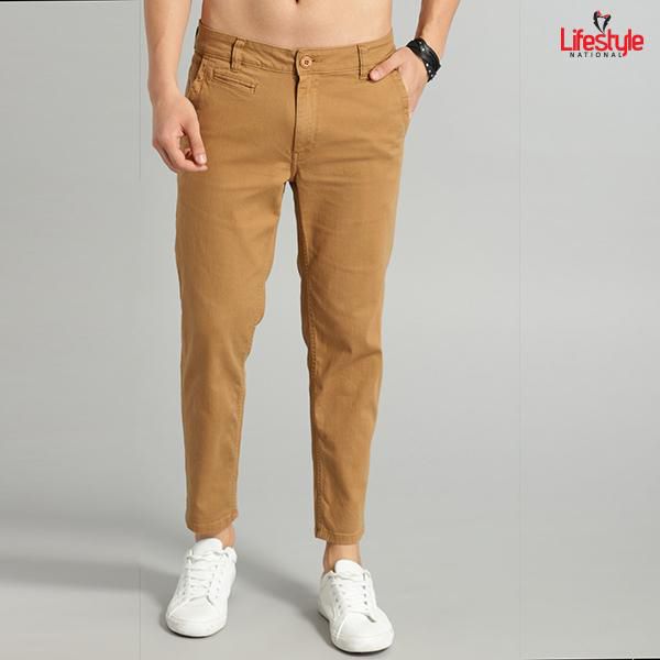 Men Khaki Color Regular Fit Gabardine Pant Code- LN022GP