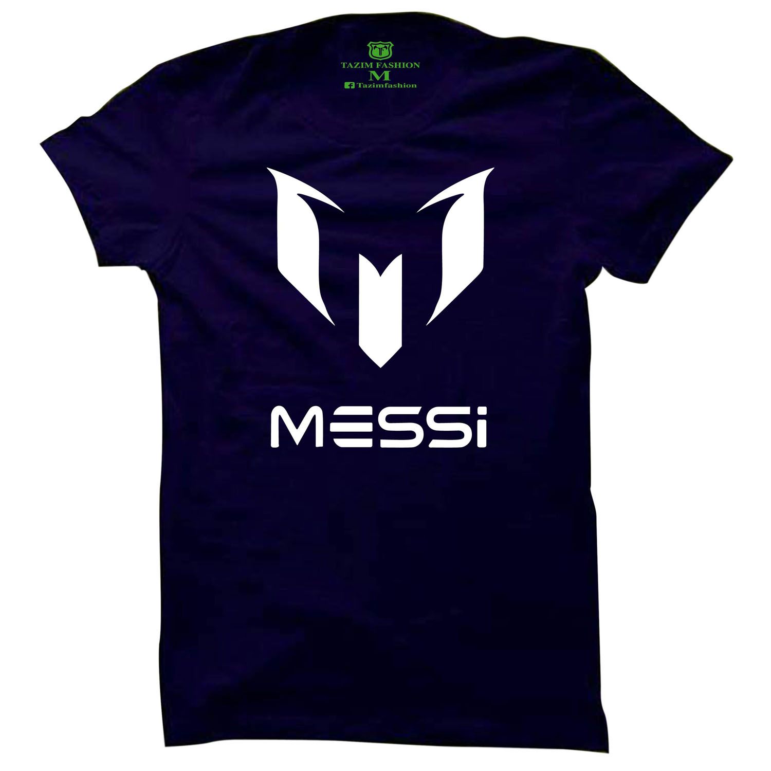 Blue Cotton Short Sleeve Messi T-Shirt for Men