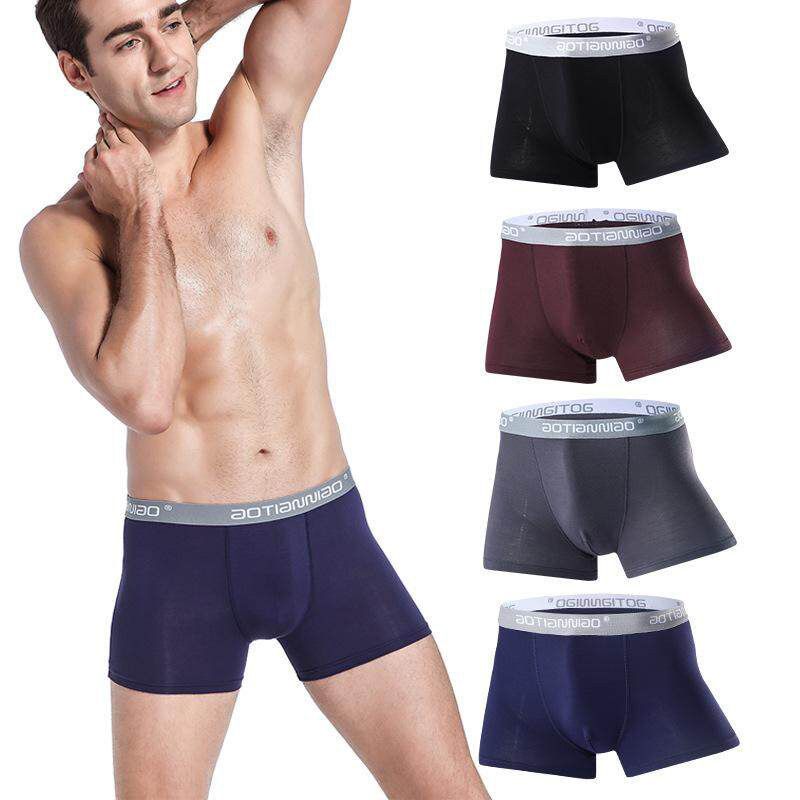 Panda Online 4PCS Men Man Breathable Simple Modal Underwear Boxer Brief L-3XL Plus Size