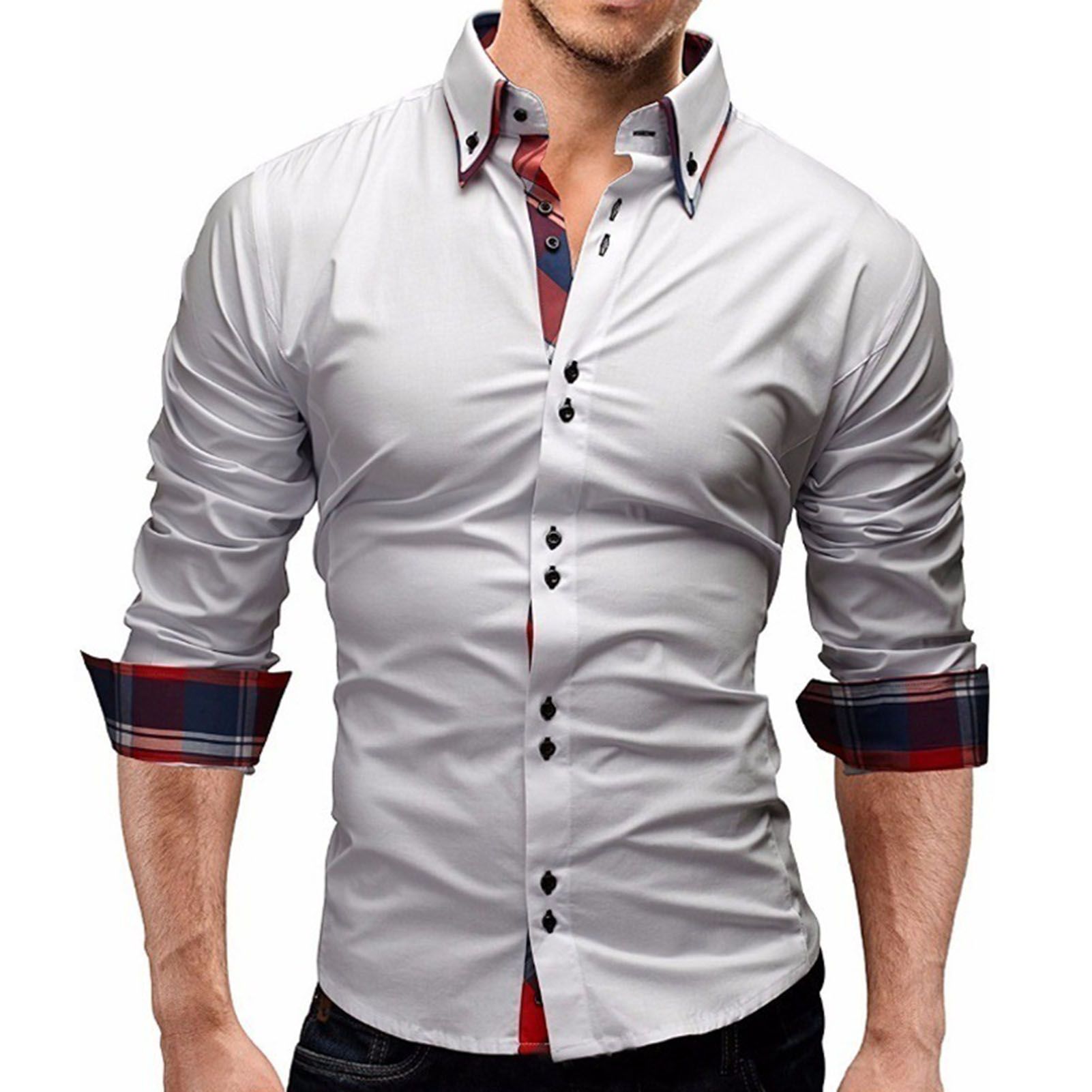 Buttoned Shirt Stretchy Buttoned Down Men Standard T-shirt
