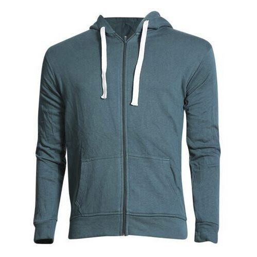 Dark Cyan Cotton Casual Hoodies For Men
