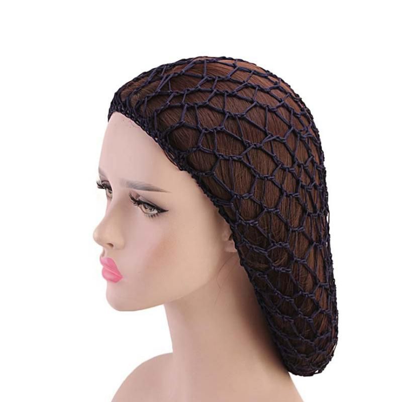 【ALLGOOD】Womens Mesh Hair Net Crochet Cap Solid Color Snood Sleeping Night Cover Turban