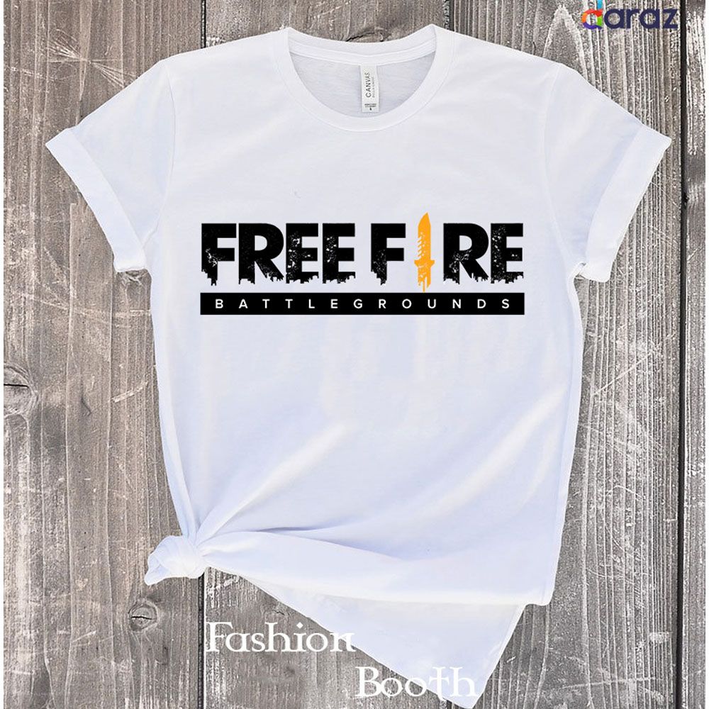 Free Fire White Short Sleeves T-Shirt For Men - t shirt for man - গেঞ্জি ছেলেদের