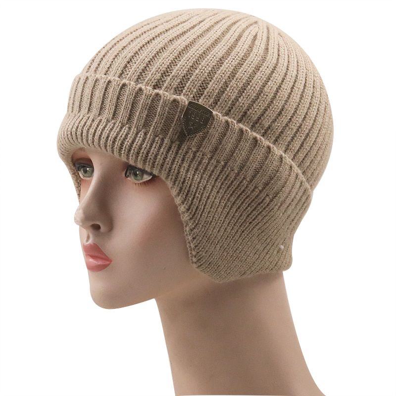 Simple winter earmuff cap men's outdoor knitted hat women's Korean warm beanies skull hat windproof earflaps bonnet hats