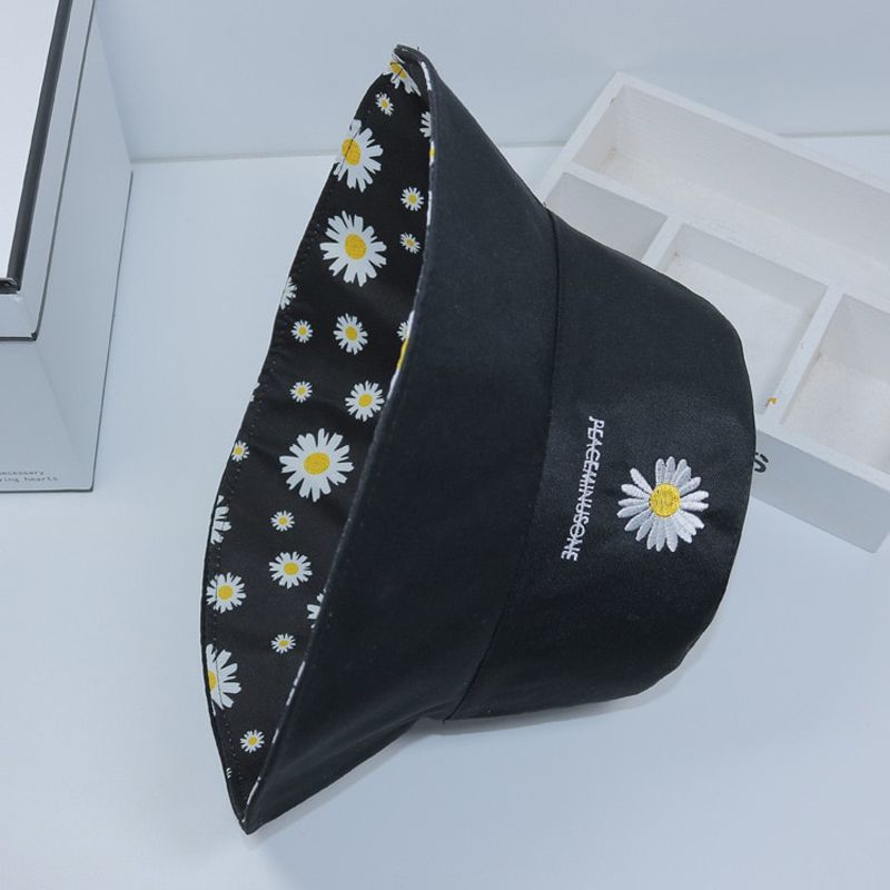 Mens Hat G Small Daisy Embroidery Double-Sided Wearing Fisherman Peaceminusone Bucket Hat Sun Hat