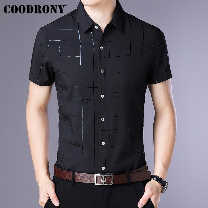 COODRONY Short Sleeve Men Shirt Camisa Masculina 2019 Summer Cool Shirt Men Clothing Business Casual Shirts Chemise Homme S96033