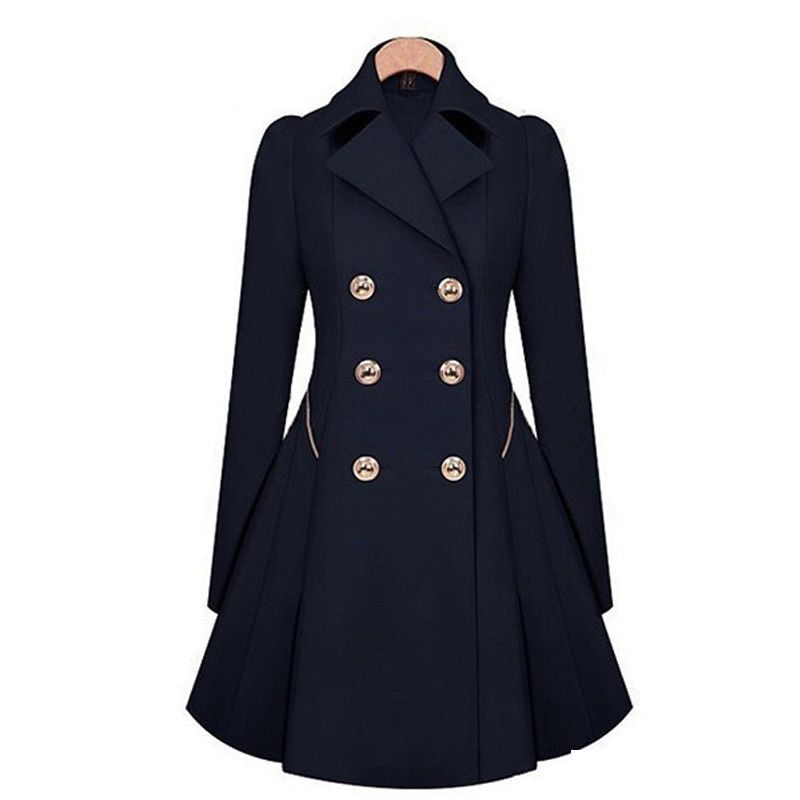 New Women Long Trench Coat Fashion Casual Double-ed Lapel Long To Knee Women's Trench Streetwear Large Size
