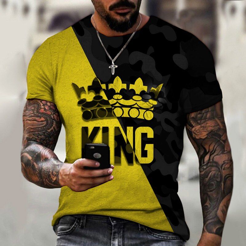 Men 3D Print Short Sleeve T-Shirt Fashion Casual Sports Funny O-Neck -Hop XXL-6XL Summer New