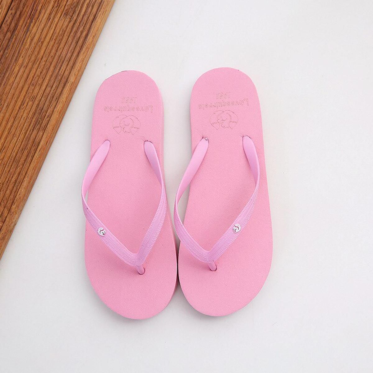 Summer Flip Flops For Women Cute Candy Color Indoor Flat Shoes Men Beach Slippers Non-slip Soft Sole Couple Sandals
