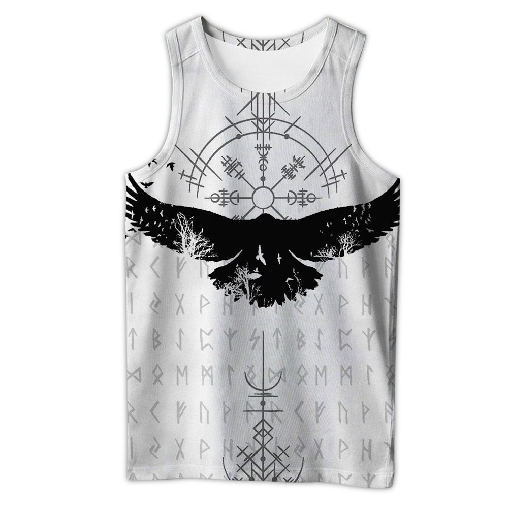 Viking symbol Tattoo Raven 3D Printed men shirt vest Harajuku Fashion Sleeveless T-shirt summer streetwear Unitatops