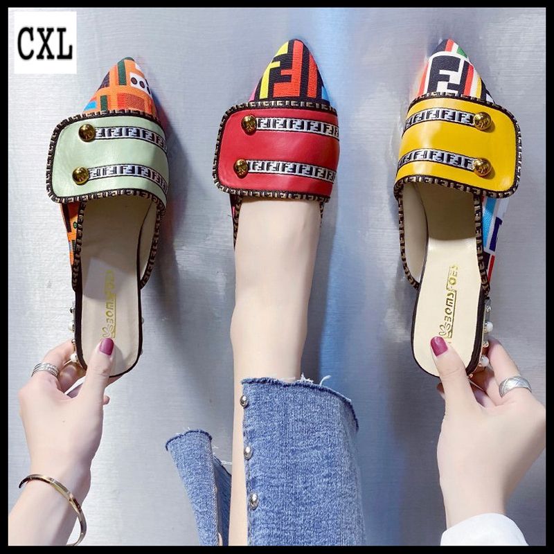 Fashion Beautiful Slippers Style Colorful Flat Mules Sandals For Women (Size 35-40)