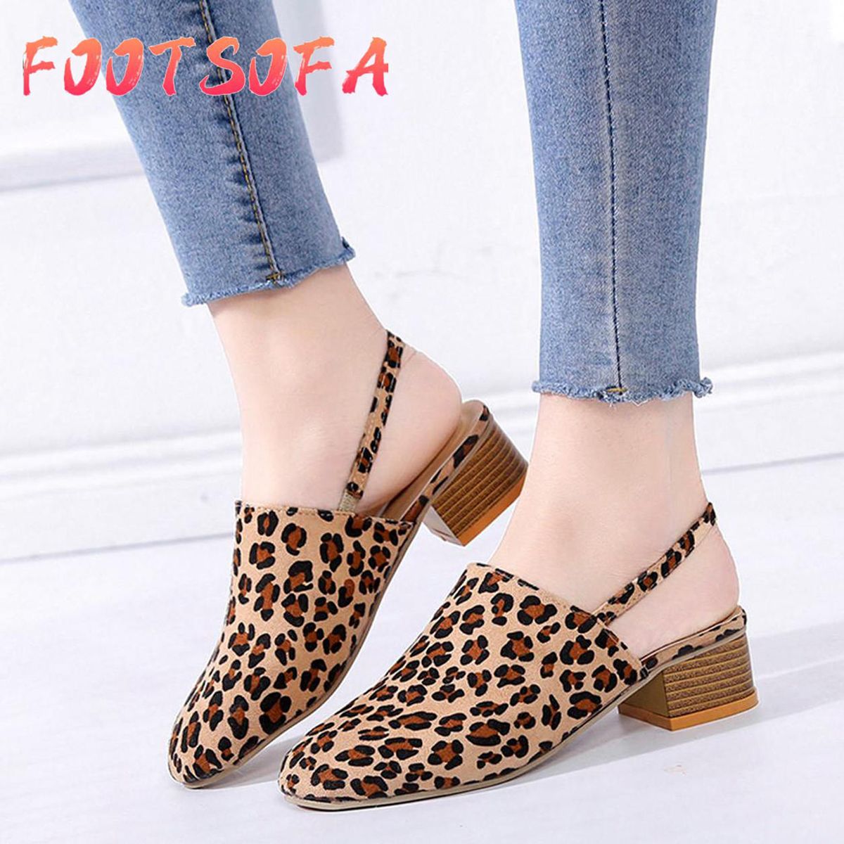 Korean Sandals for Women Women Round Toe Shoes Shallow Square Heels Elastic Band Casual Single Shoes Wedge Sandals female shoes women shoes