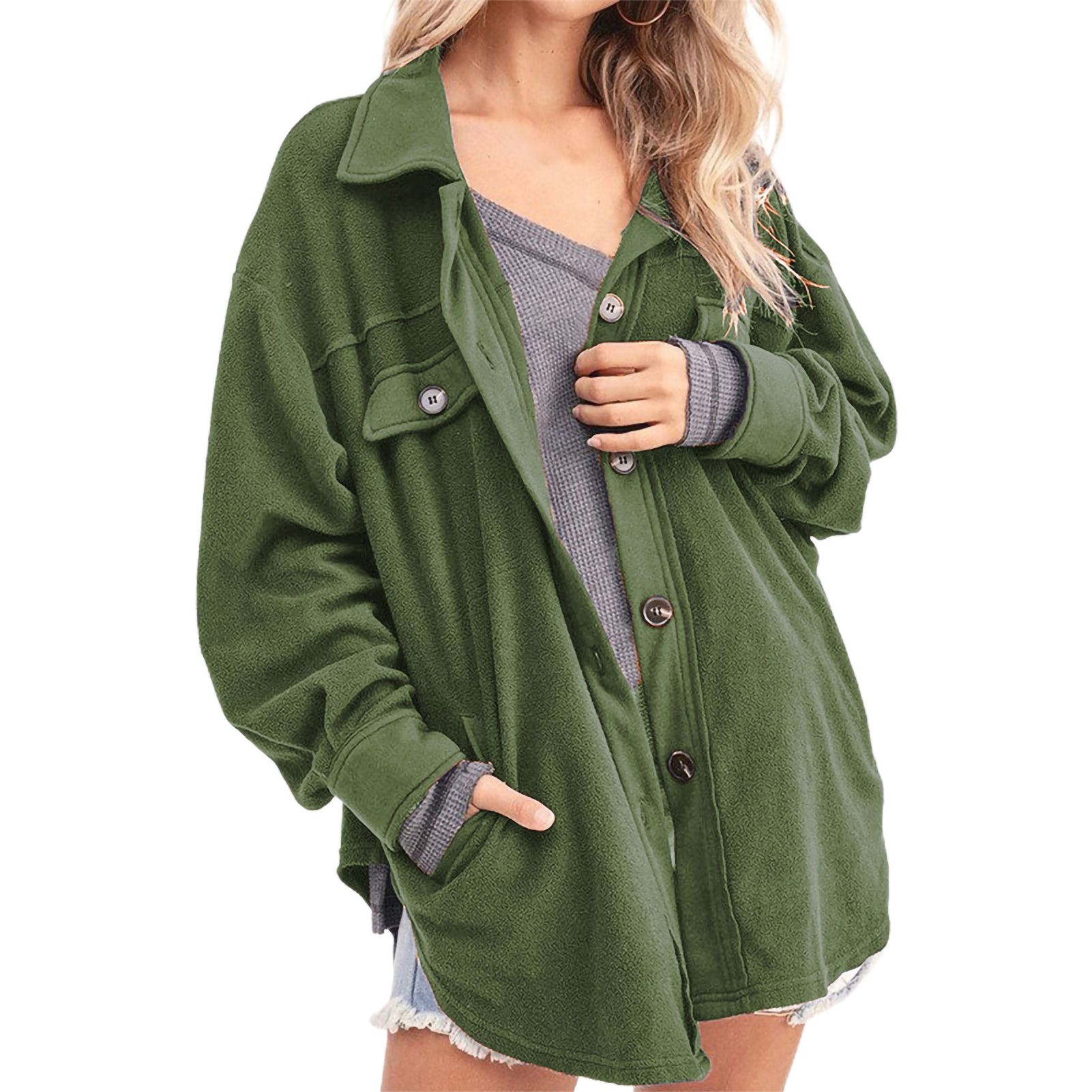Women Coat Buttons Leisure Spring Coat