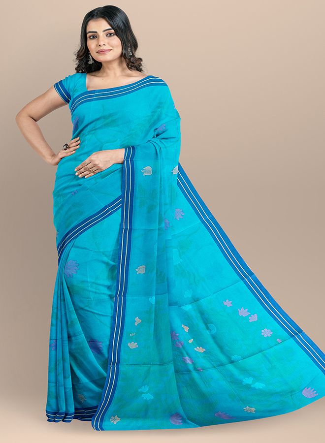 Multicolor 13.5 Hand Cotton Jamdani saree  for Women